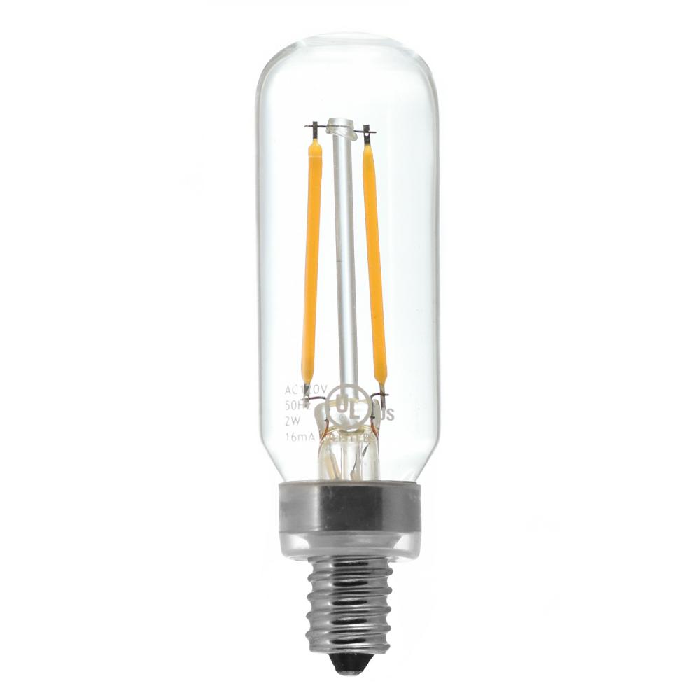 25W Equivalent Candelabra Base (E12) Antique White (2200K) Dimmable Clear LED T8 Light Bulb