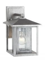 Generation Lighting 88025-57 - Hunnington contemporary 1-light outdoor exterior small wall lantern in weathered pewter grey finish