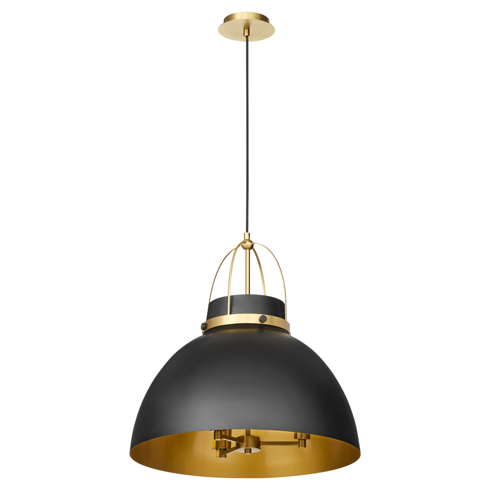 PRUITT 21â€ 3 LIGHT PENDANT â€“ MATTE BLACK/AGED BRASS