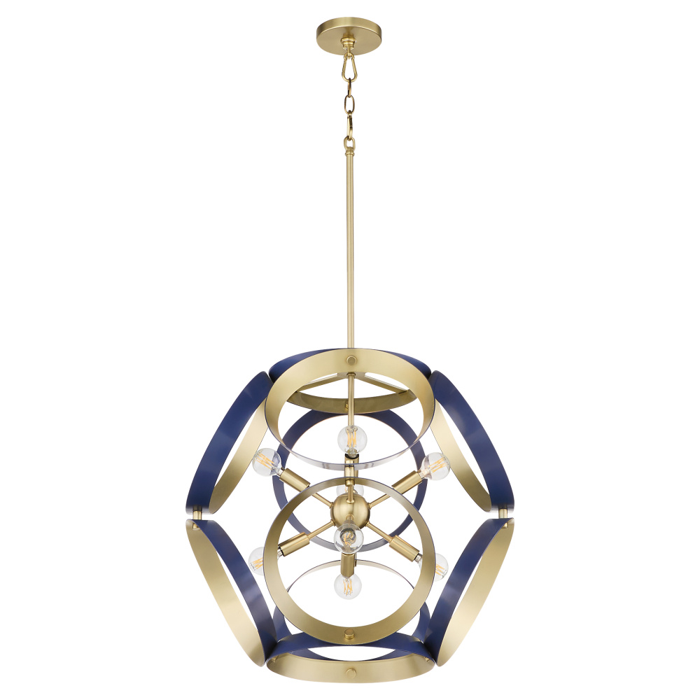 DOMAIN 22" PENDANT - BLUE/AGED BRASS