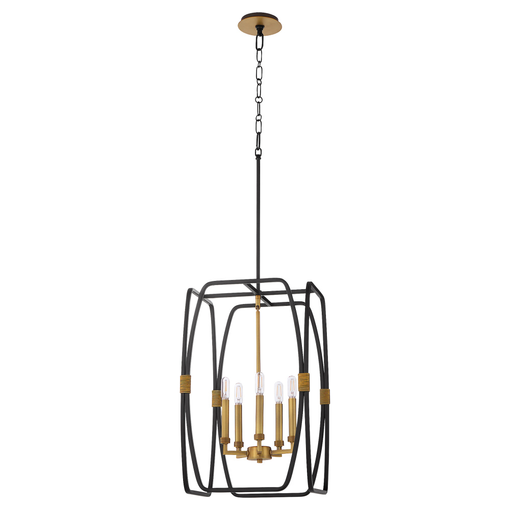 BISHOP 23" 5 LIGHT PENDANT - MB/BRUSHED BRASS