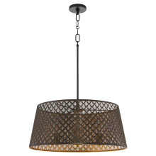 Quorum 8217-3-5980 - BENEDICT 24" 3 LIGHT PENDANT - MATTE BLACK/AGED BLACK