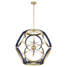 Quorum 866-8-3280 - DOMAIN 30" PENDANT - BLUE/AGED BRASS