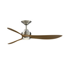 Fanimation FPD6725BNK - Aviara 60 in Indoor/Outdoor Ceiling Fan with LED CCT Select Light Kit - Brushed Nickel w/ Koa blades